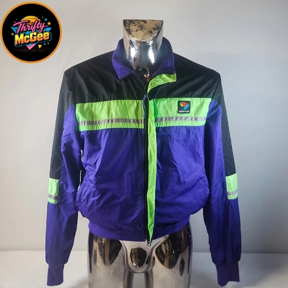 Vintage 90s Bellwether Colorblock Windbreaker Women’s M- Purple Green Black